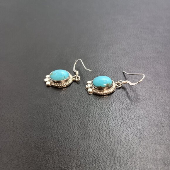 Native America Navajo Sterling Silver Turquoise Dangle Earring's By S. McCarthy - Picture 3 of 7
